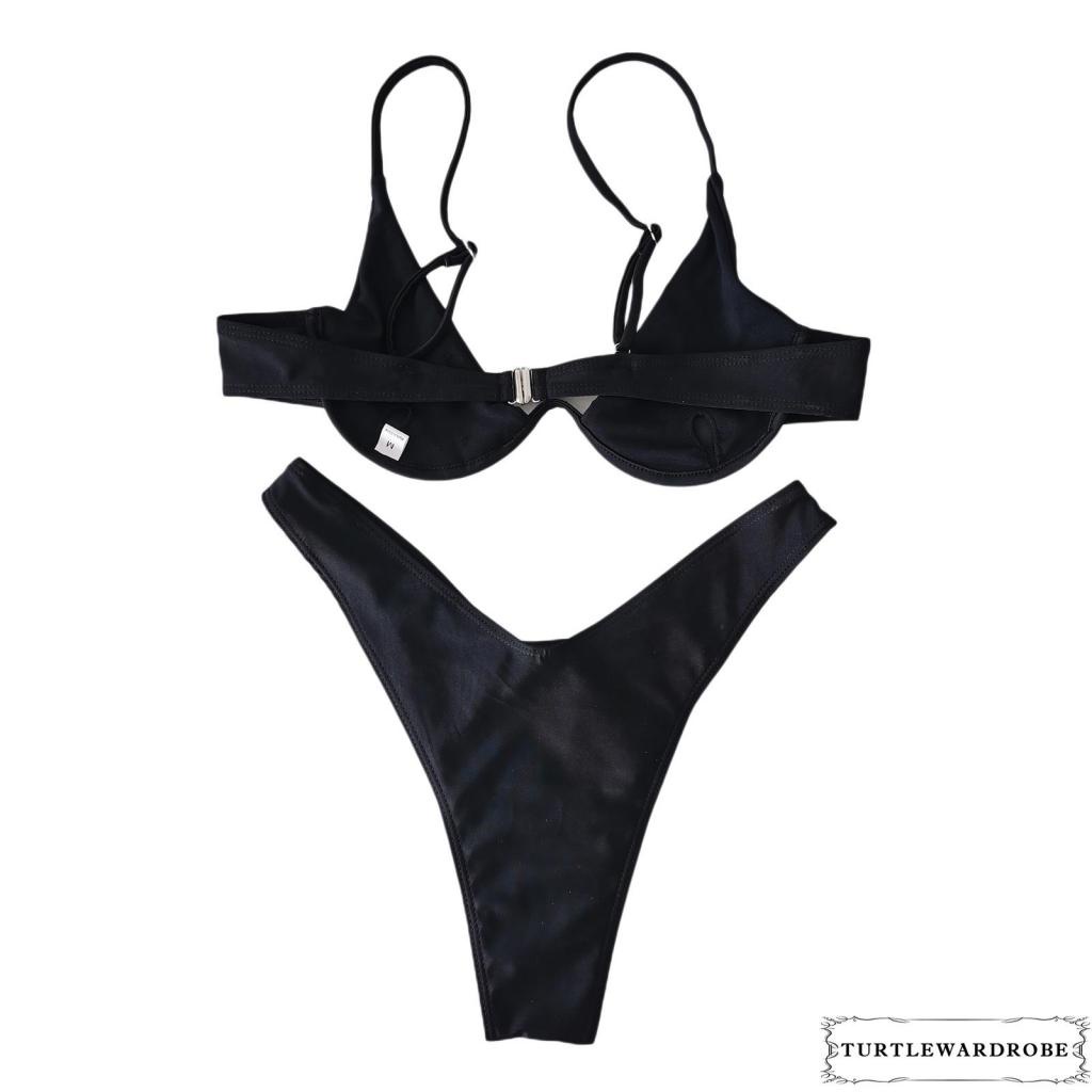 Bộ đồ bơi bikini cổ chữ V xẻ sâu in họa tiết đầu lâu + quần lót lưng thun co giãn cho nữ
 | BigBuy360 - bigbuy360.vn