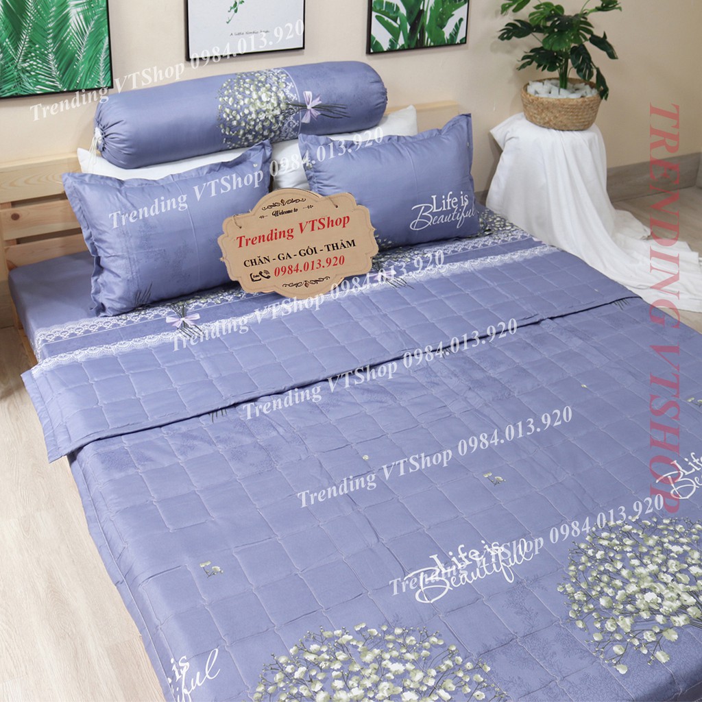 Bộ 5 món chăn hè ga gối Poly Cotton cực chất, siêu mềm mịn | BigBuy360 - bigbuy360.vn