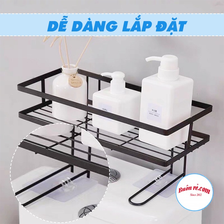 Kệ gác bồn cầu TẶNG KÈM 2 MIẾNG DÁN – Giá để đồ phòng tắm tiện dụng hình chữ nhật _ 01410 _ Buonre