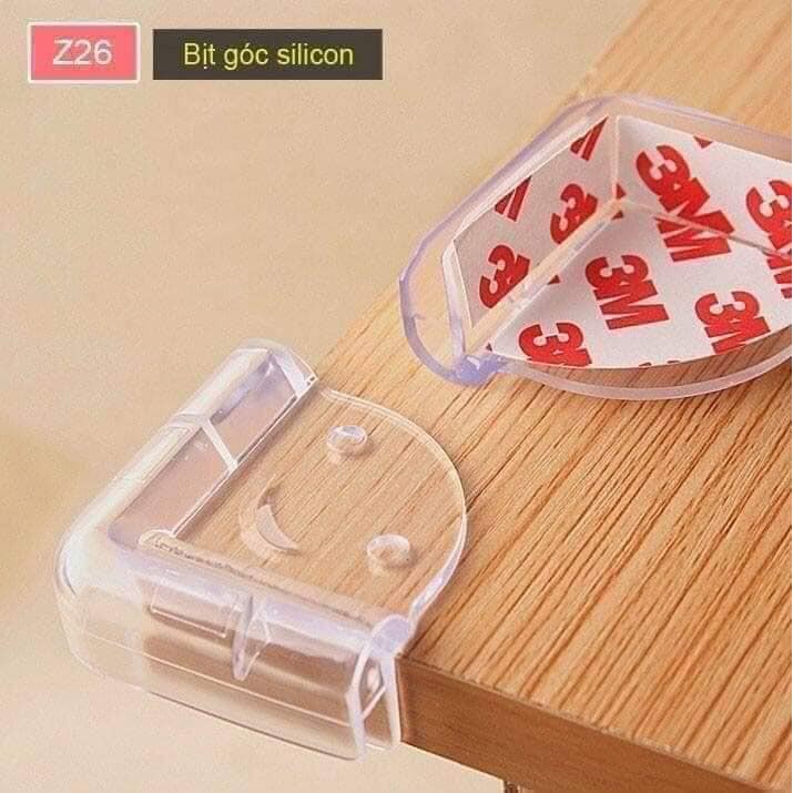 Bịt Cạnh Bàn Silicon Góc Vuông An Toàn Cho Bé- Gía 1 cái kèm miếng dán