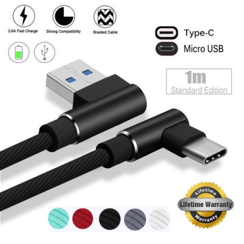 Dây cáp sạc cổng Micro USB Type C hình chữ L độc đáo