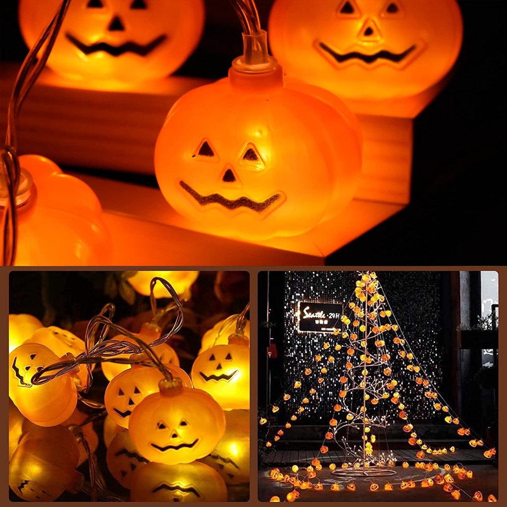 Dây Đèn LED 20 Bóng Hình Bí Ngô Trang Trí Halloween