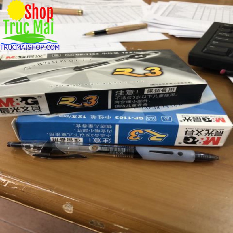 Bút bi gel bấm M&amp;G 1163( hộp 12 chiếc)