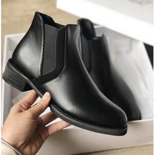 Boots bệt da mềm cao cấp hai màu NÂU - ĐEN