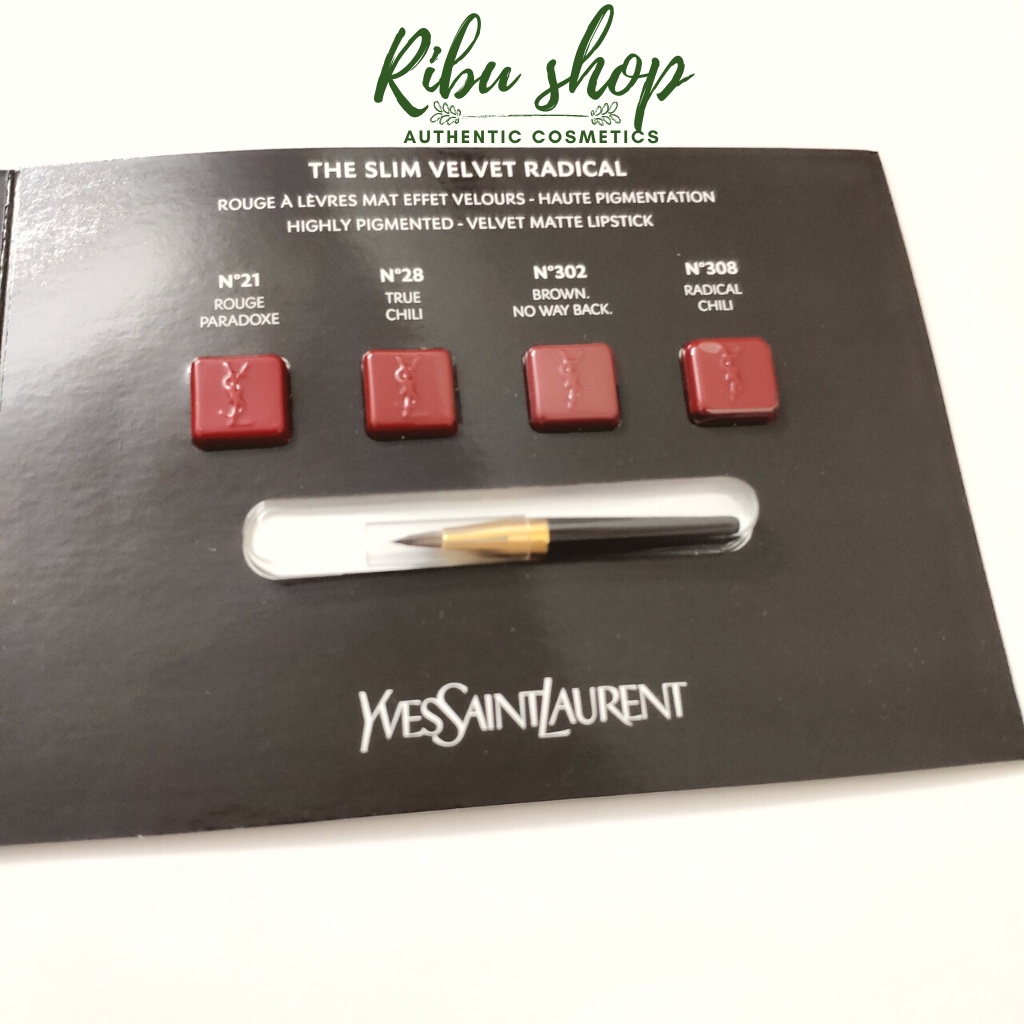 Mẫu thử sample son lì YSL The slim velvet radical 4 ô kèm cọ - Ribu shop