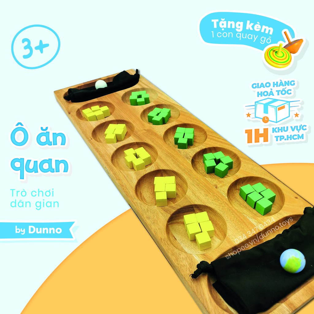 Ô Ăn Quan Gỗ 60cm - Trò Chơi Dân Gian