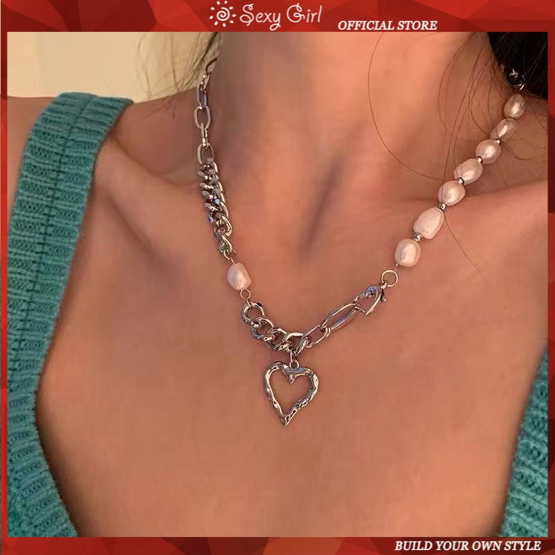 Vòng Cổ Mặt Hình Trái Tim Đính Ngọc Trai Sang Trọng Thời Trang Mùa Hè Cho Nữ