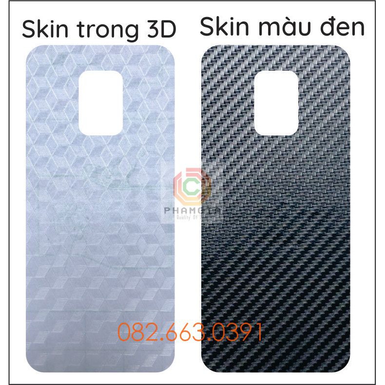 Miếng dán mặt lưng skin carbon Xiaomi Redmi Note 9s / note 9 pro / note 9 promax / xiaomi redmi note 9