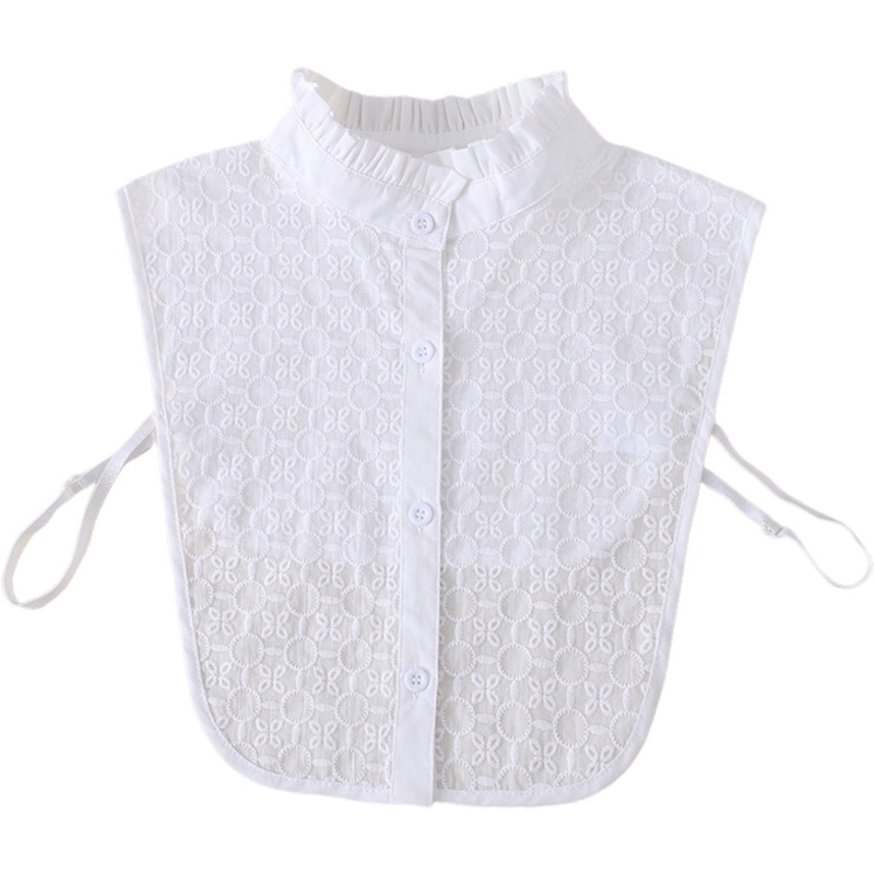 Cổ áo sơ mi giả màu trắng họa tiết lá cây thời trang mùa đông cho nữ