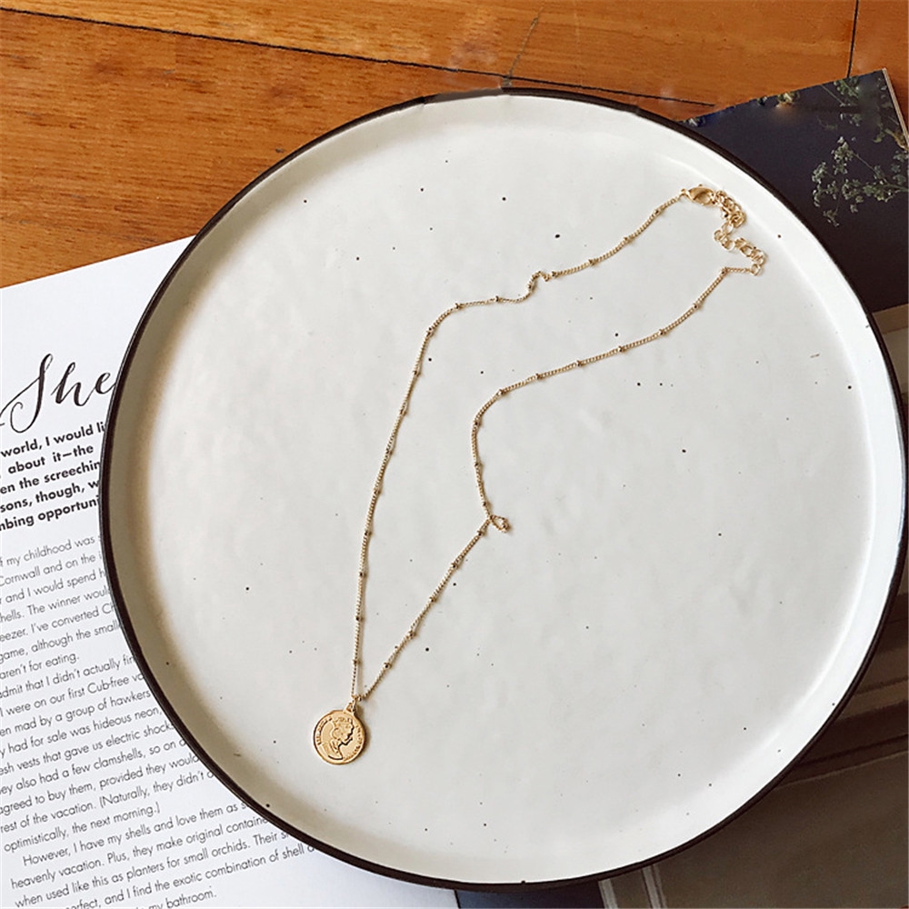 vòng cổ Mặt Hình Đồng Xu Phong Cách Retro Thời Trang Cho Nữ