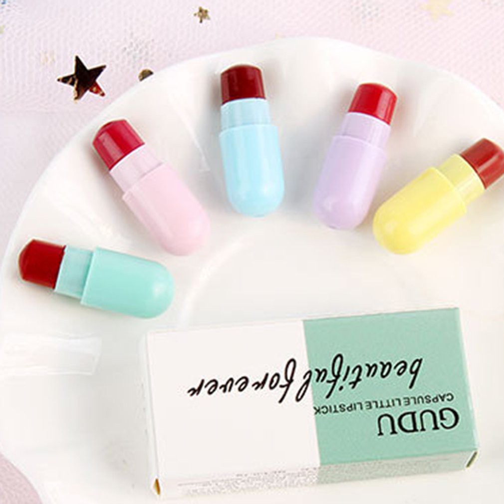 Son môi dưỡng ẩm chống thấm nước thiết kế hình viên nang mini dễ thương
