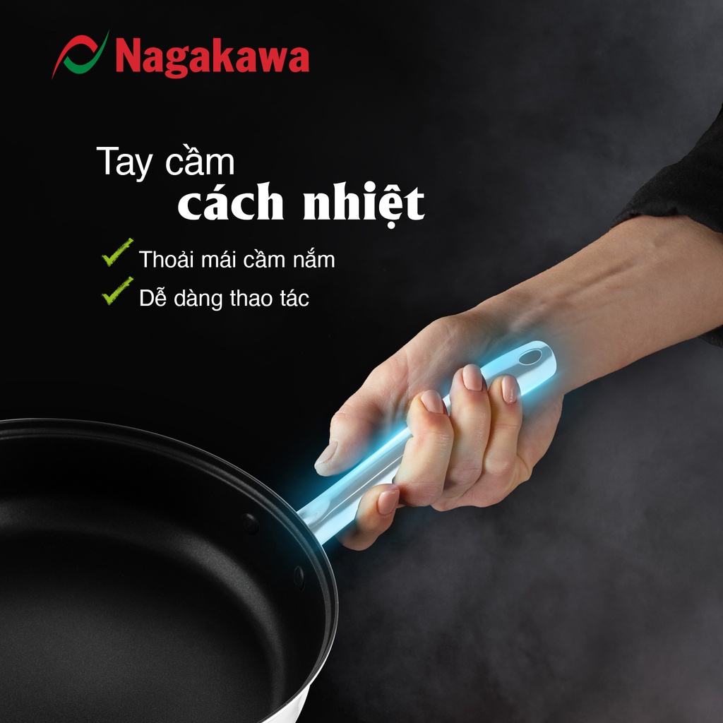 COMBO chảo chống dính Nagakawa Aki NAG2404 (24cm) và chảo sâu lòng NAG2853 (28cm)