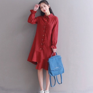 Đầm váy caro đỏ đen lệch tà (kèm hình thật)