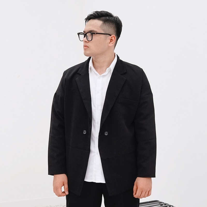 Áo khoác blazer đen dáng dài bigsize phong cách Hàn Quốc lịch lãm sang trọng vải tuyết mưa cao cấp có size lớn đến 130kg | BigBuy360 - bigbuy360.vn