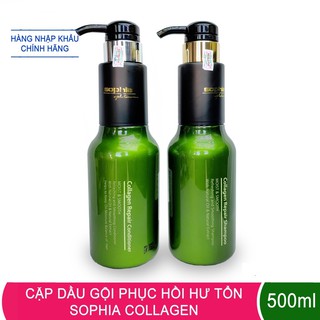 Cặp Dầu Gội Xả Sophia Platium Collagen 500ml - phục hồi mềm mượt thơm nước hoa