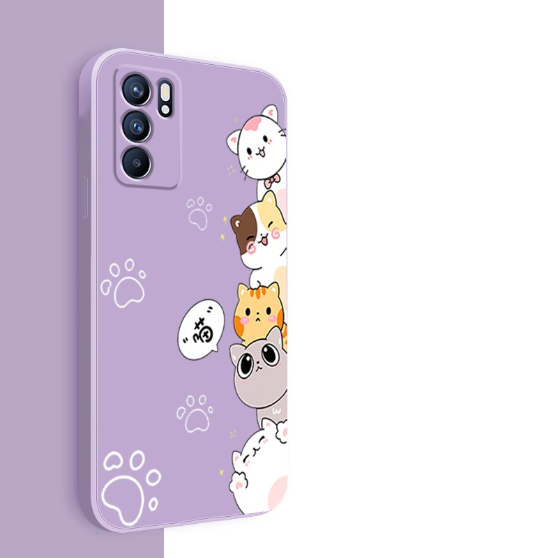 Ốp lưng oppo reno 6 4g oppo a16 oppo reno 6z 5g oppo reno6 z 5g Ốp Điện Thoại Silicon Mềm In Hình Mèo Cho oppo reno 6 4g oppo a16 oppo reno 6z 5g oppo reno6 z 5g DZMM01 viền vuông cute