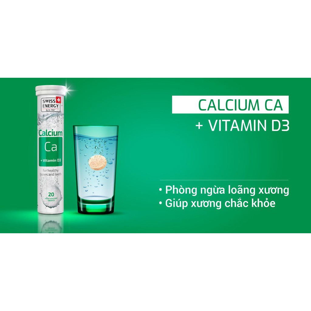 Viên sủi Canxi + Vitamin D3 hỗ trợ phát triển xương và răng Swiss Energy (Tuýp 20 viên) - 0305628 | BigBuy360 - bigbuy360.vn