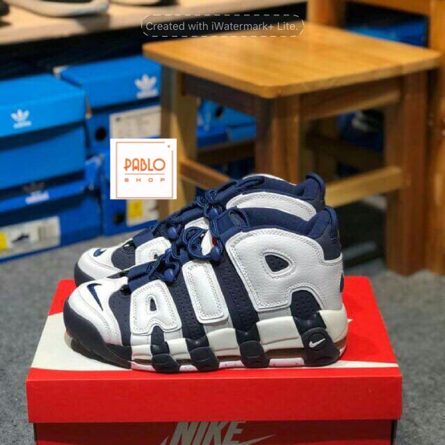 SALE (GIÁ TỐT) Giày thể thao NIKE AIR MORE UPTEMPO blue/white Xanh chữ trắng XIÊU HOT