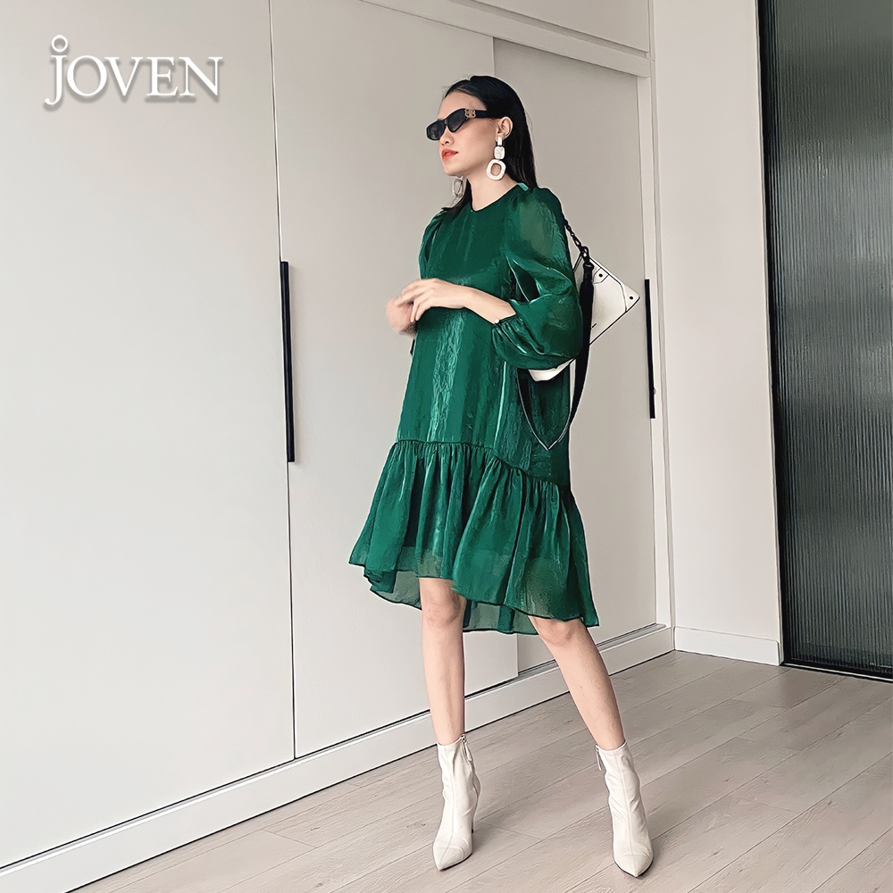 Đầm babydoll sang chảnh lụa organza cao cấp JOVEN, thiết kế tầng xòe suông dáng dài, đi biển đi chơi đi làm