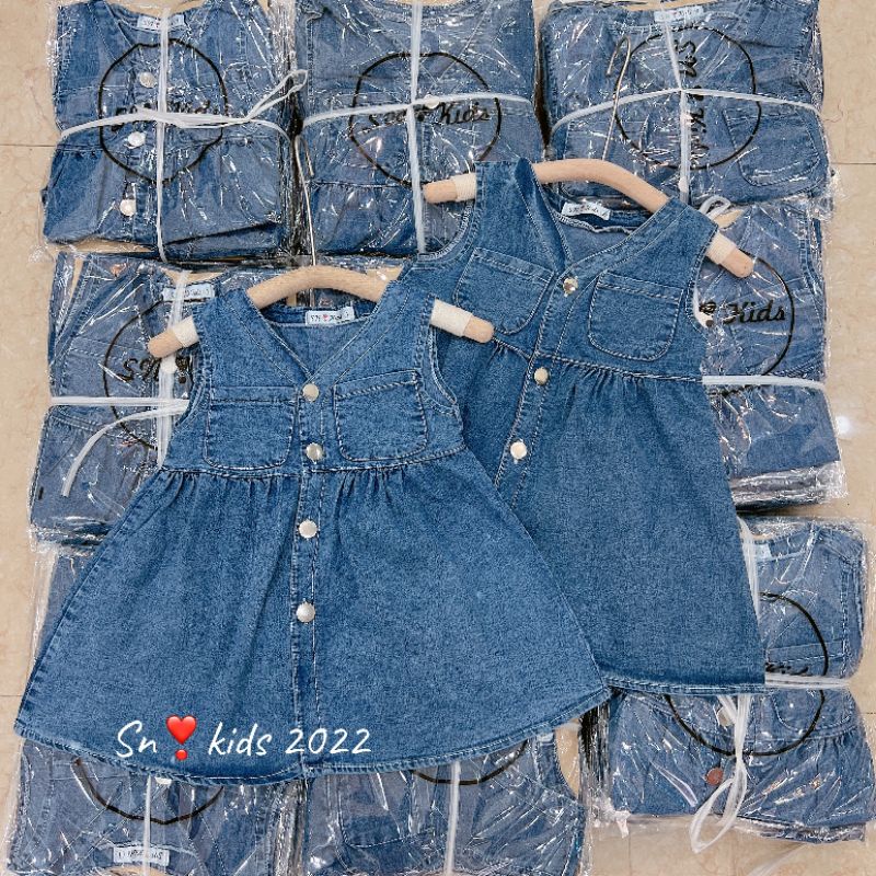Váy jean bé gái - Váy Bé gái chất jean mềm giãn đẹp size 9 - 32ky