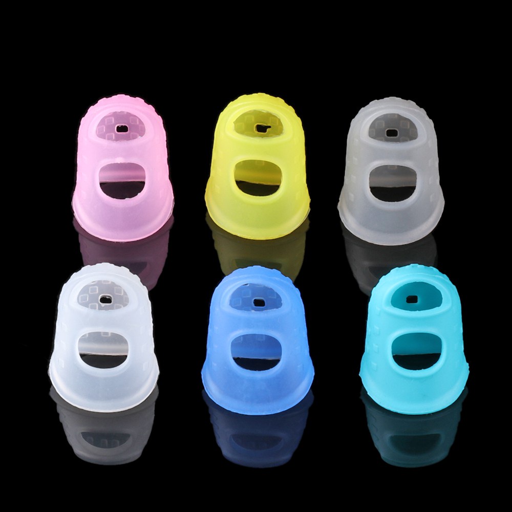 MAYSHOW 4pcs/set High Quality Guitar Fingertip Protection Antipain Guitars Press Accessories Finger Guards 6 Colors Non-slip Silicone XS/S/M/L/XL Fingerstall For Ukulele/Multicolor