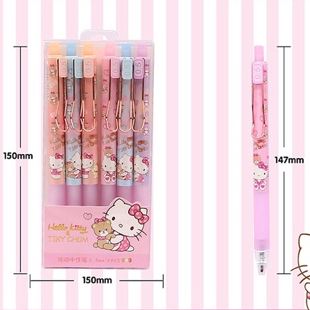 Bút Bi Bấm Mực Nước Hoạt Hình Gia Đình Hello Kitty