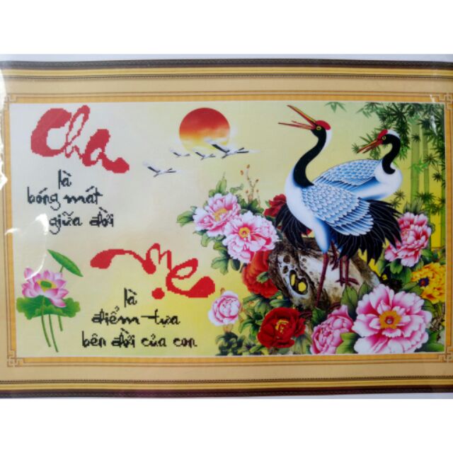 Tranh thêu 5d cha mẹ 8184