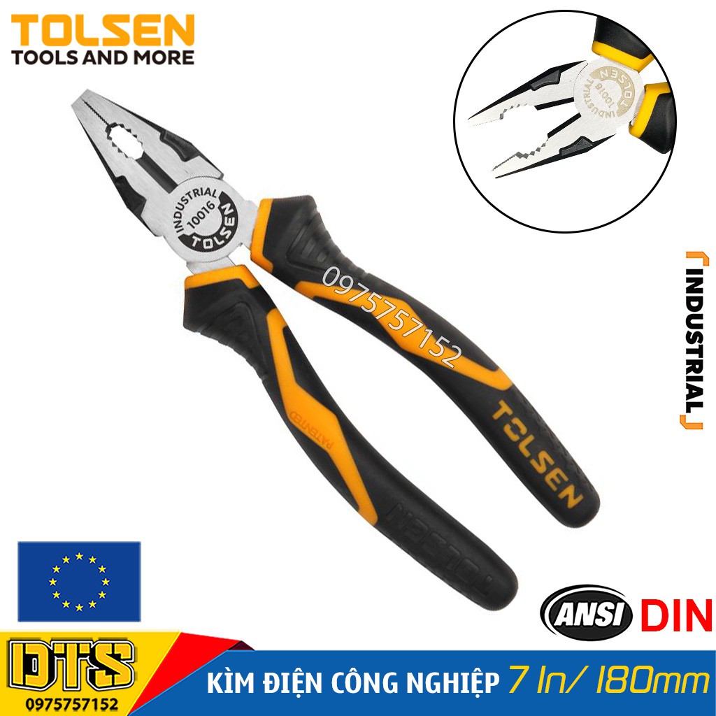 Kìm điện tổ hợp công nghiệp TOLSEN 7 inch/ 180mm, thép CR-V cao cấp mạ Niken chống gỉ – Tiêu chuẩn xuất khẩu Châu Âu