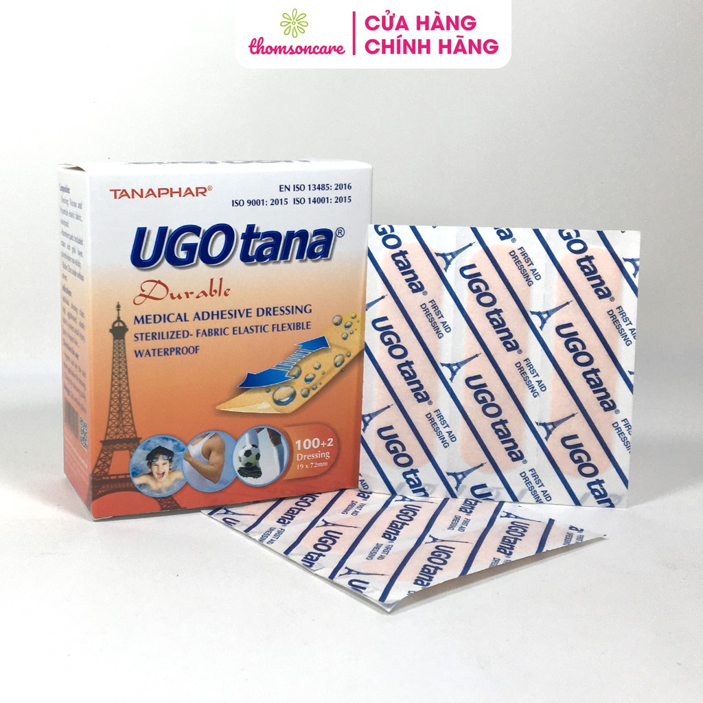 Băng dính cá nhân y tế UGOTANA – Hộp 102 miếng - Băng cá nhân số 1 tại Việt Nam băng vết thương nhỏ, đứt tay, xước chân