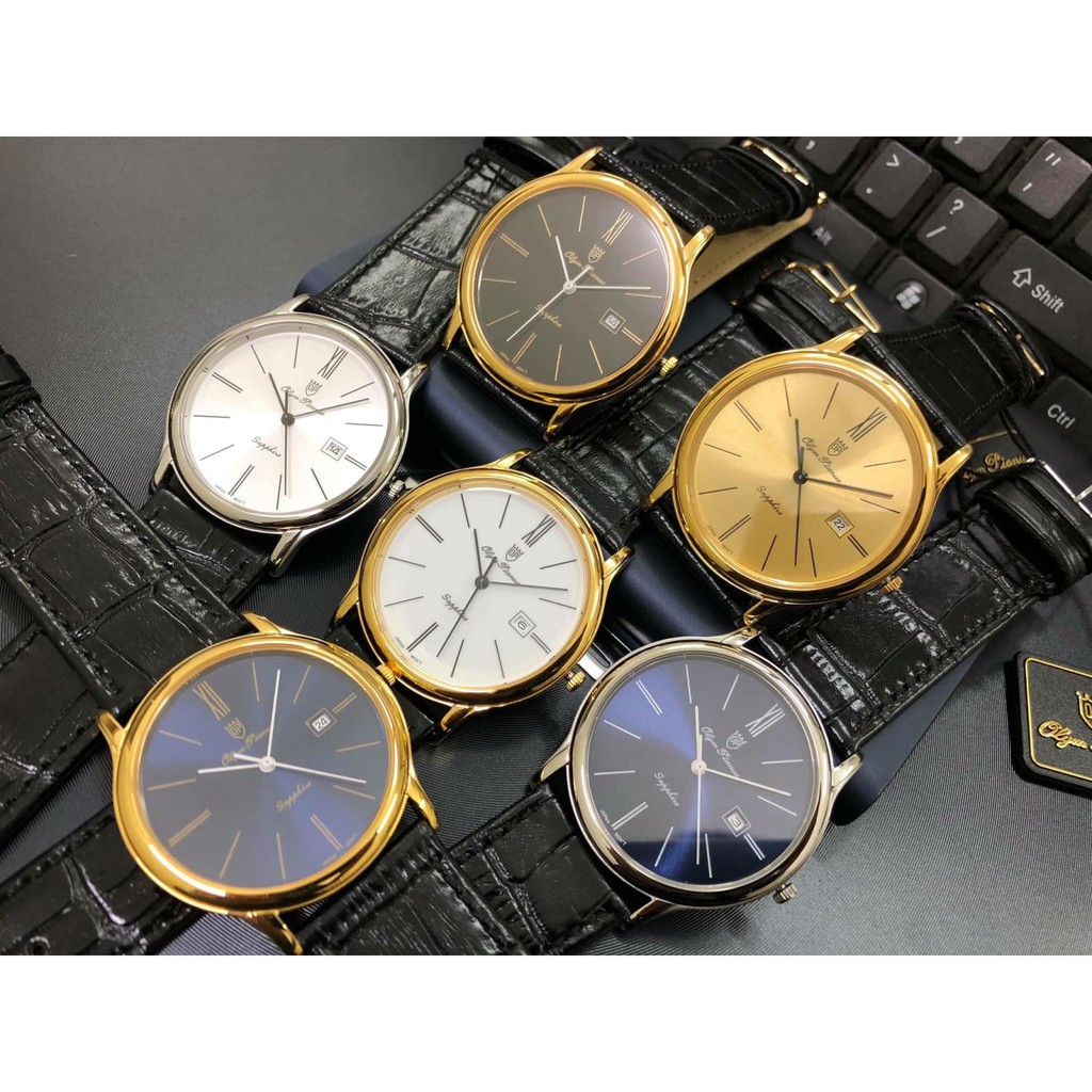 Đồng hồ nam dây da Olym Pianus OP130-06MS-GL xanh