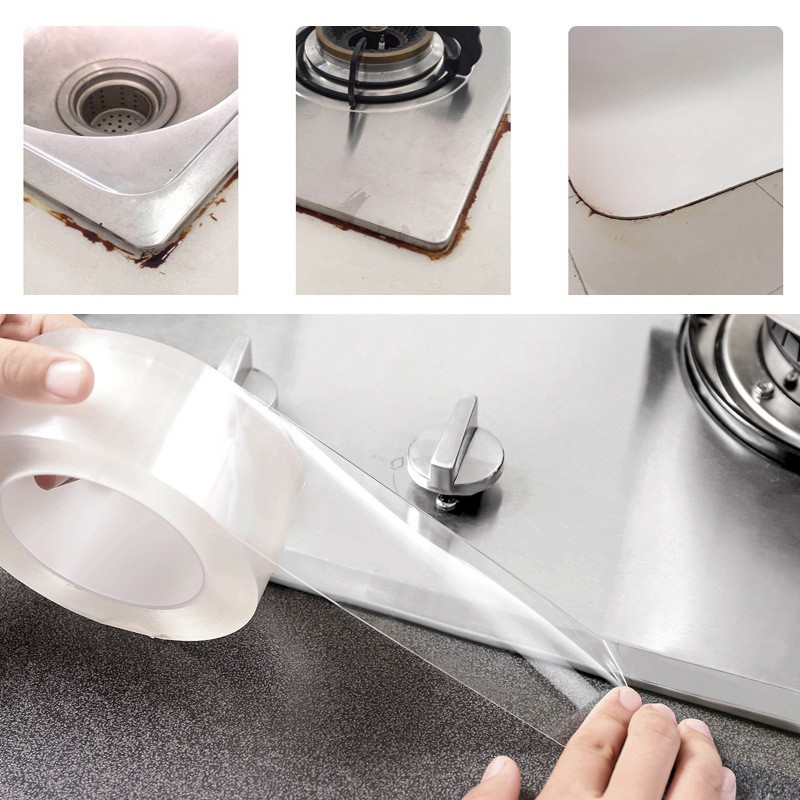Cuộn Băng Keo Nano Một Mặt Trong Suốt Chống Thấm Nước Chống Nấm Mốc Dán Viền Cửa Xe Hơi / Nhà Bếp / Toilet