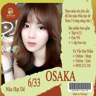 Thuốc nhuộm Tóc Osaka 6/33 Nâu Hạt Dẻ + oxy 6% + 1 Cặp Bao Tay