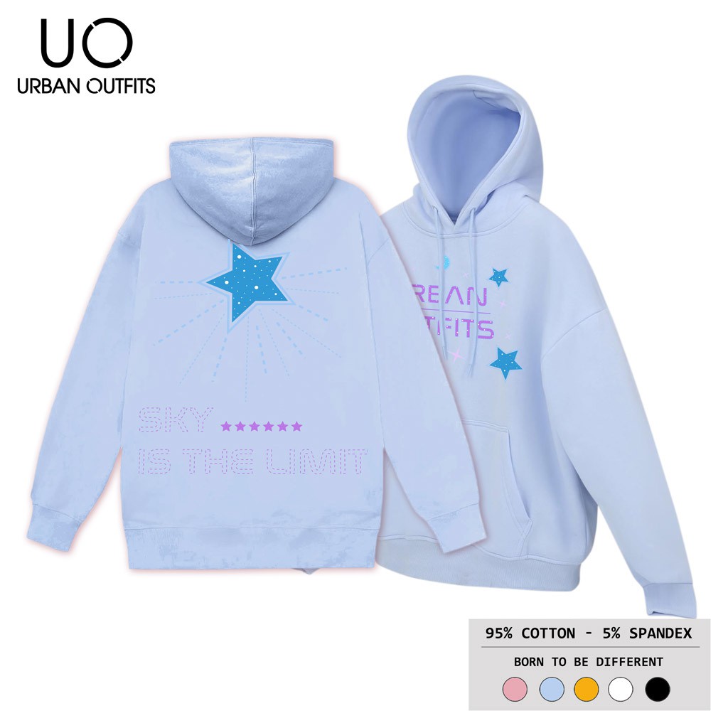 Áo Hoodie Nam Nữ Form Rộng URBAN OUTFITS In Sky Is The Limit HOO19 Chui Đầu Thun Cotton Nỉ 4 Chiều