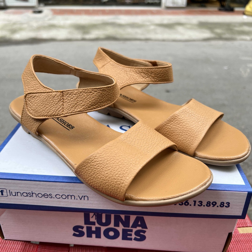 Sandan nữ đế bệt Lunashoes 6603 giày da bò thật mềm êm chân bảo hành 24 tháng