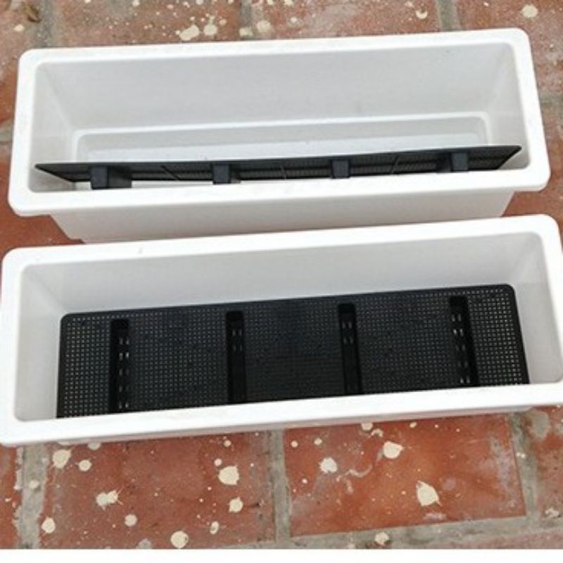 Chậu Nhựa Trồng Rau, Hoa/ Chậu Dài Thông Minh Size 67:24:20 cm / 1kg Đất Sạch Trồng Cây Siêu Dưỡng