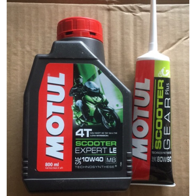 Combo sản phẩm dầu nhớt Motul scooter expert le 10w40 800ml