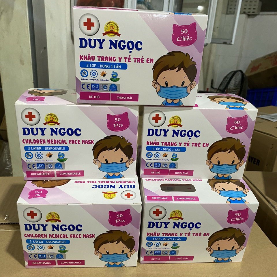 KHẨU TRANG Y TẾ TRẺ EM DUY NGỌC (HỘP 50 CHIẾC)