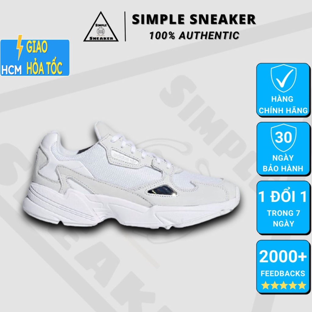 Giày Adidas Falcon Auth 💙FREESHIP💙 Adidas Falcon White Silver Chính Hãng- Giày Nữ Falcon Đế Cao Tôn Dáng- Simple Sneaker