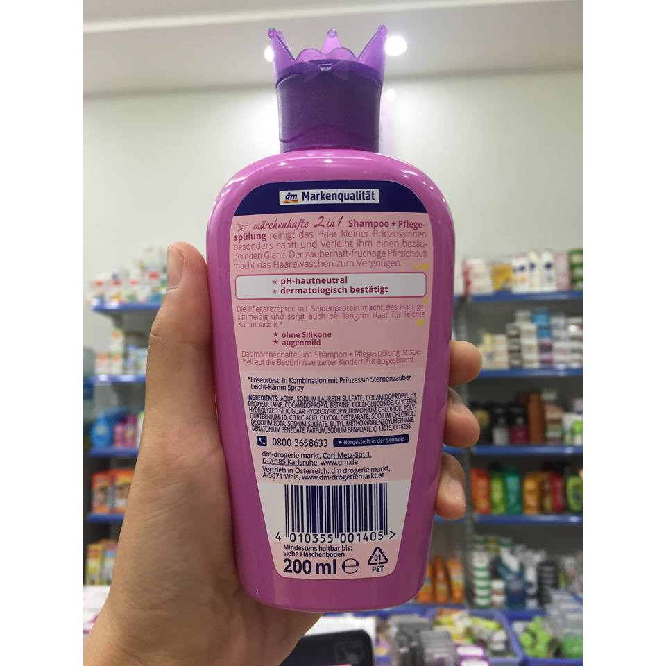 BỘ DẦU GỘI XẢ 2IN1 + SỮA TẮM TRẺ EM balea PRINZESSIN VƯƠNG MIỆN (200ML)