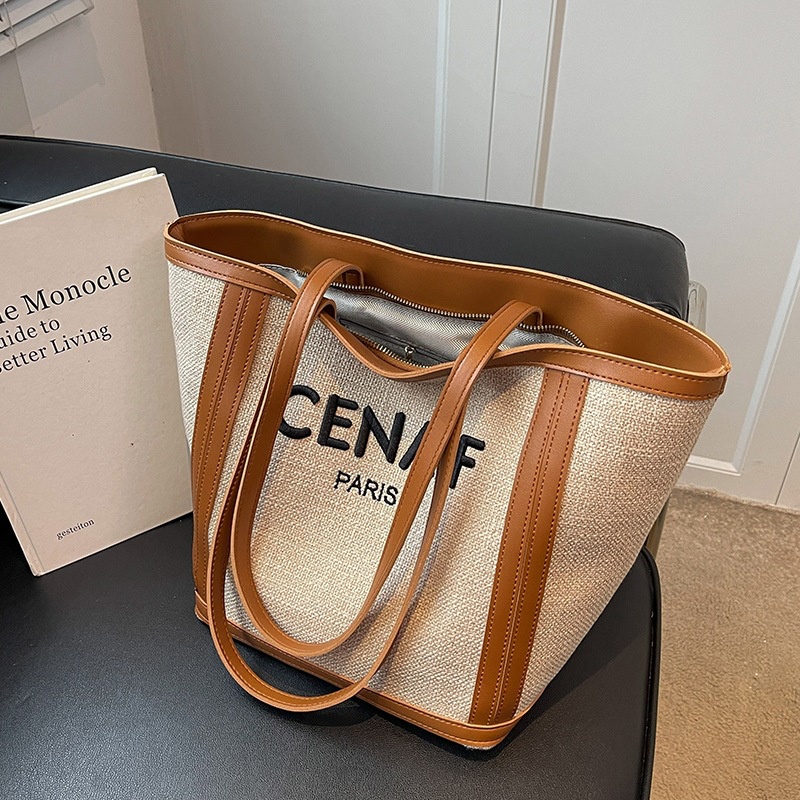 Túi đeo vai IELGY sức chứa lớn màu sắc tương phản in họa tiết chữ cái thời trang dành cho nữ