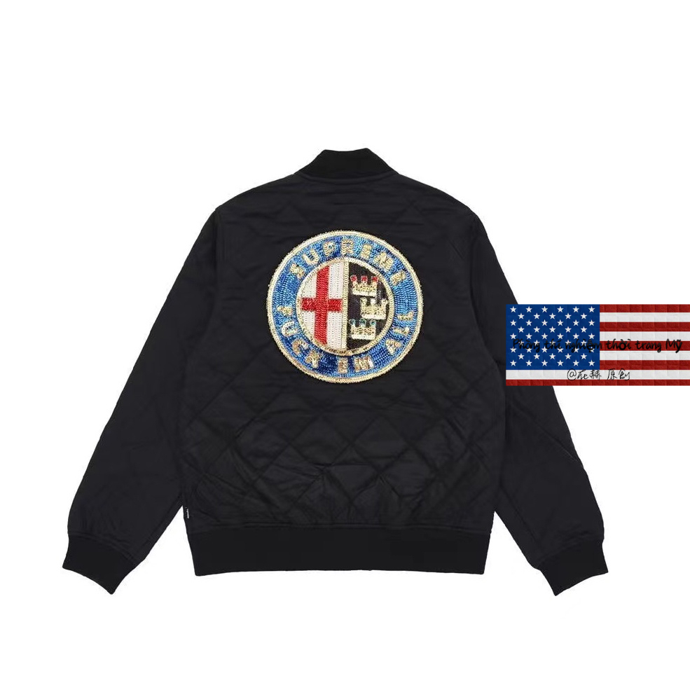 Phong cách Vintage Street Trend Supreme Crown Romeo Sequins thêu thương hiệu ẩm áo khoác cho nam giới và phụ nữ bông áo khoác cho các cặp vợ chồng chất lượng cao