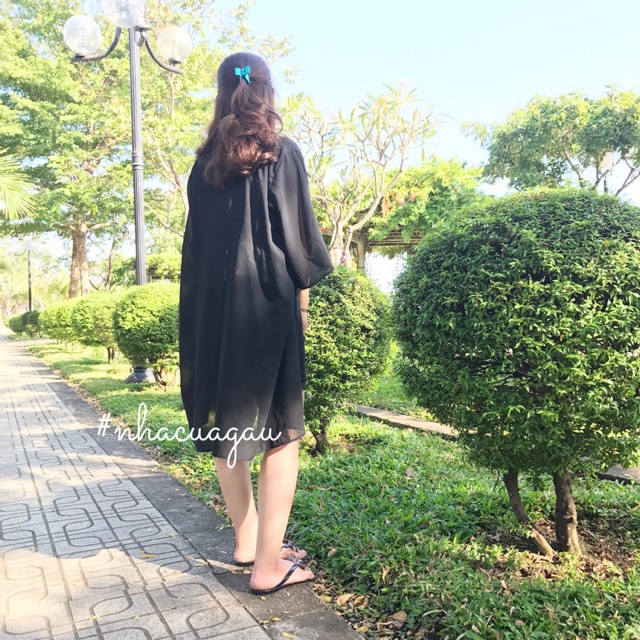[ẢNH THẬT] Khoác kimono đen trơn cánh dơi form dài