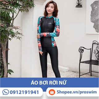 Áo bơi dài tay nữ sbart 9049 xanh đen