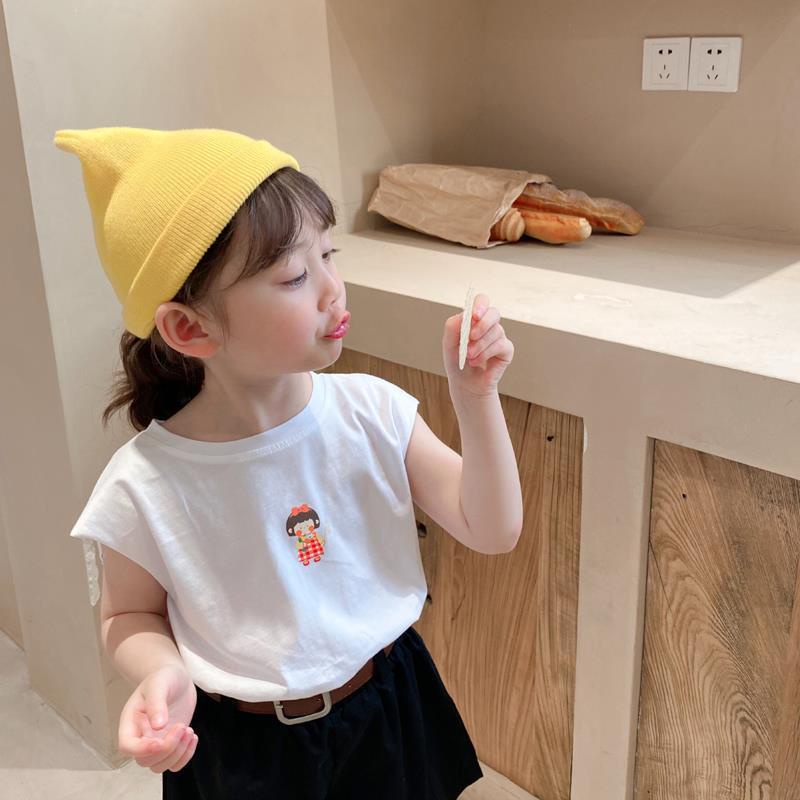 Áo Thun Không Tay Hở Lưng In Hoạt Hình Phong Cách Hàn Quốc Thời Trang Mùa Hè Cho Bé Gái