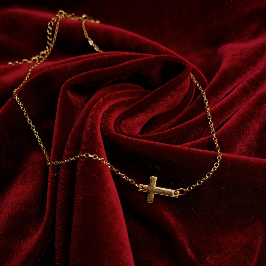 [Xả kho] Dây chuyền choker thánh giá nằm ngang - vòng cổ chocker loại mảnh phụ kiện trang sức Hades.js