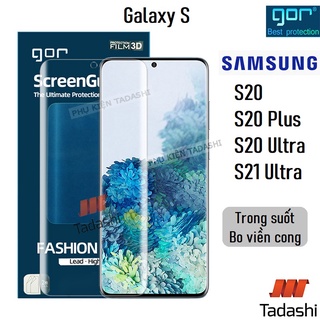 Bộ 3 Miếng Dán Dẻo Gor Samsung S20 S20 Plus S20 Ultra, S21 Ultra, S22 Ultra S23 Ultra Dán Full Màn 3D Bo Viền - Hãng Gor
