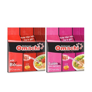 Combo 5 Mì Omachi xốt bò hầm và 5 Mì sườn ngũ quả