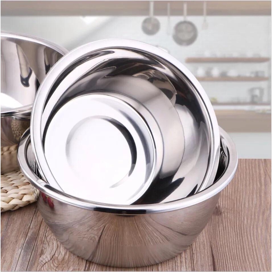 Âu trộn bột, Âu Inox 304, thố làm bánh, trộn salad của Ikea Hàng Xuất Châu Âu Sáng Bóng  Size 20 và 28