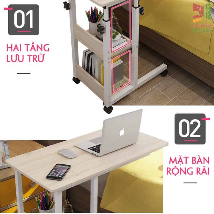 Bàn học sinh có bánh xe,Bàn làm việc ngồi ghế có bánh xe.KT: 80x40x68-85cm