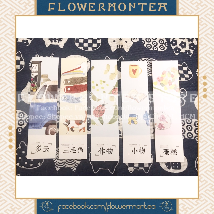 Set 10 Thẻ Đánh Dấu Sách | Bookmark Giấy - Japanese Pattern